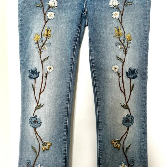 DRIFTWOOD Light Blue Floral Embroidered Jeans - Picture 2 of 6